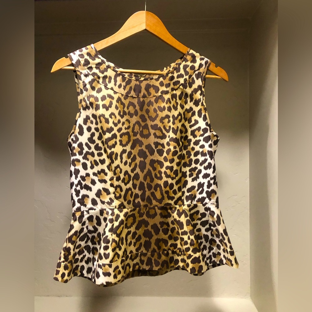 Kate Spade leopard print peplum silk top